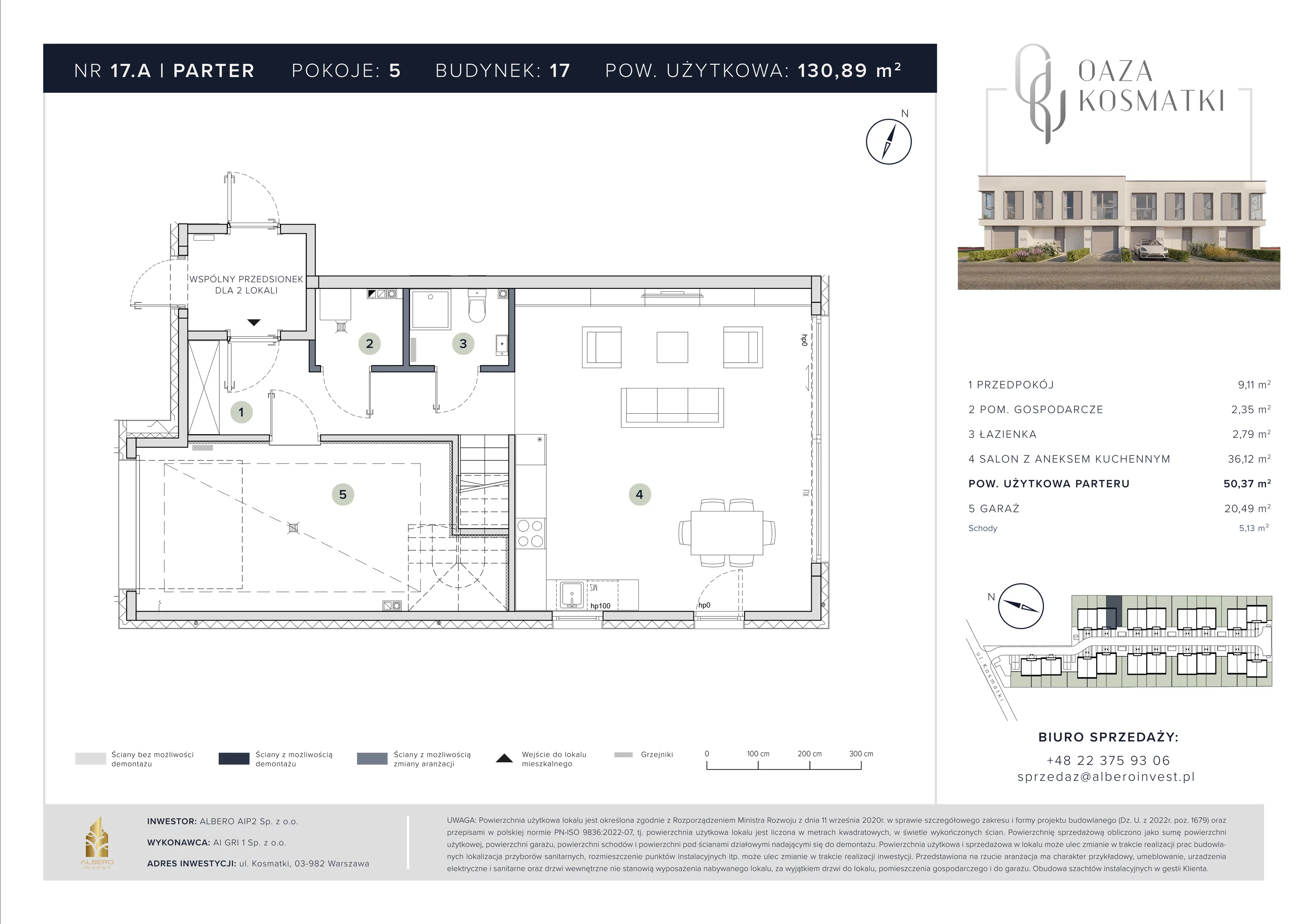 Dom 130,89 m², oferta nr 17.A, Oaza Kosmatki, Warszawa, Wawer, Gocław, ul. Kosmatki 32/34